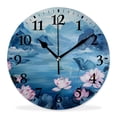 thumbnail image 1 of 10 Inch Wall Clock Battery Operated Silent Clock Decorative for Office, Kitchen, Outdoor, Living Room，Pretty Lotus Mountain Cloud Fog Chinese Landscape Elegant, 1 of 4