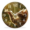 thumbnail image 1 of 10 Inch Wall Clock Battery Operated Silent Clock Decorative for Office, Kitchen, Outdoor, Living RoomPretty Red Cat Kitten Butterfly on Spring Nature Field Lovely, 1 of 4