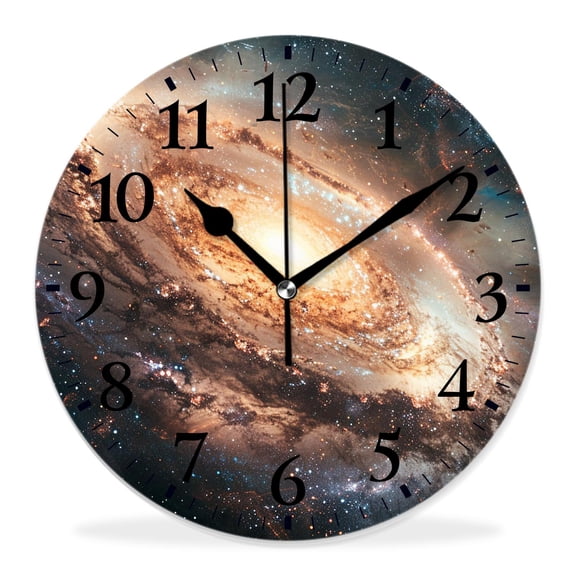 10 Inch Wall Clock Battery Operated Silent Clock Decorative for Office, Kitchen, Outdoor, Living RoomSpiral Nebula Stars Galaxy Space Universe Elaborate