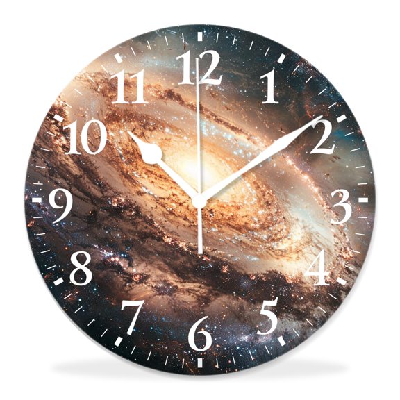 10 Inch Wall Clock Battery Operated Silent Clock Decorative for Office, Kitchen, Outdoor, Living RoomSpiral Nebula Stars Galaxy Space Universe Elaborate