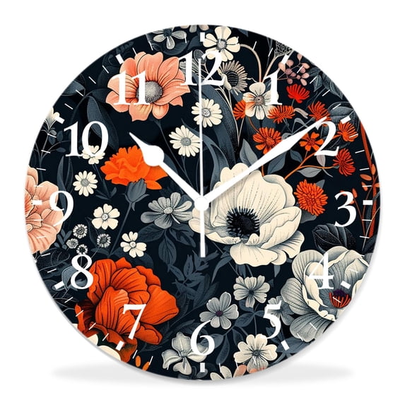 10 Inch Wall Clock Battery Operated Silent Clock Decorative for Office, Kitchen, Outdoor, Living Room,Spring Beautiful Pelis Flower Tropical Plant Elegant