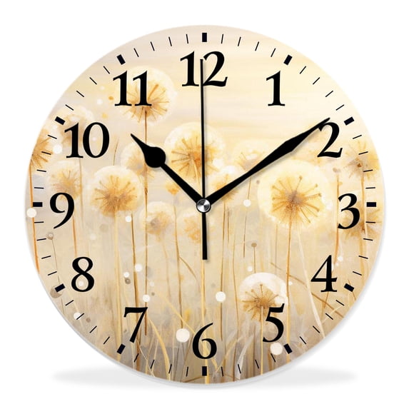 10 Inch Wall Clock Battery Operated Silent Clock Decorative for Office, Kitchen, Outdoor, Living RoomVintage Flowers in Meadows at Sunset Springtime Exquisite