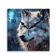 thumbnail image 1 of 10 Inch Wall Clock Battery Operated Silent Clock Decorative for Office, Kitchen, Outdoor, Living RoomWolf on Snow Winter Landscape with Snowflake Exquisite, 1 of 4
