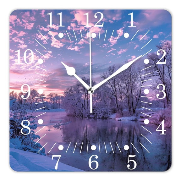 10 Inch Wall Clock Battery Operated Square Clock for Office, Kitchen, Outdoor, Living Room,Aurora Borealis Wonderland Exquisite
