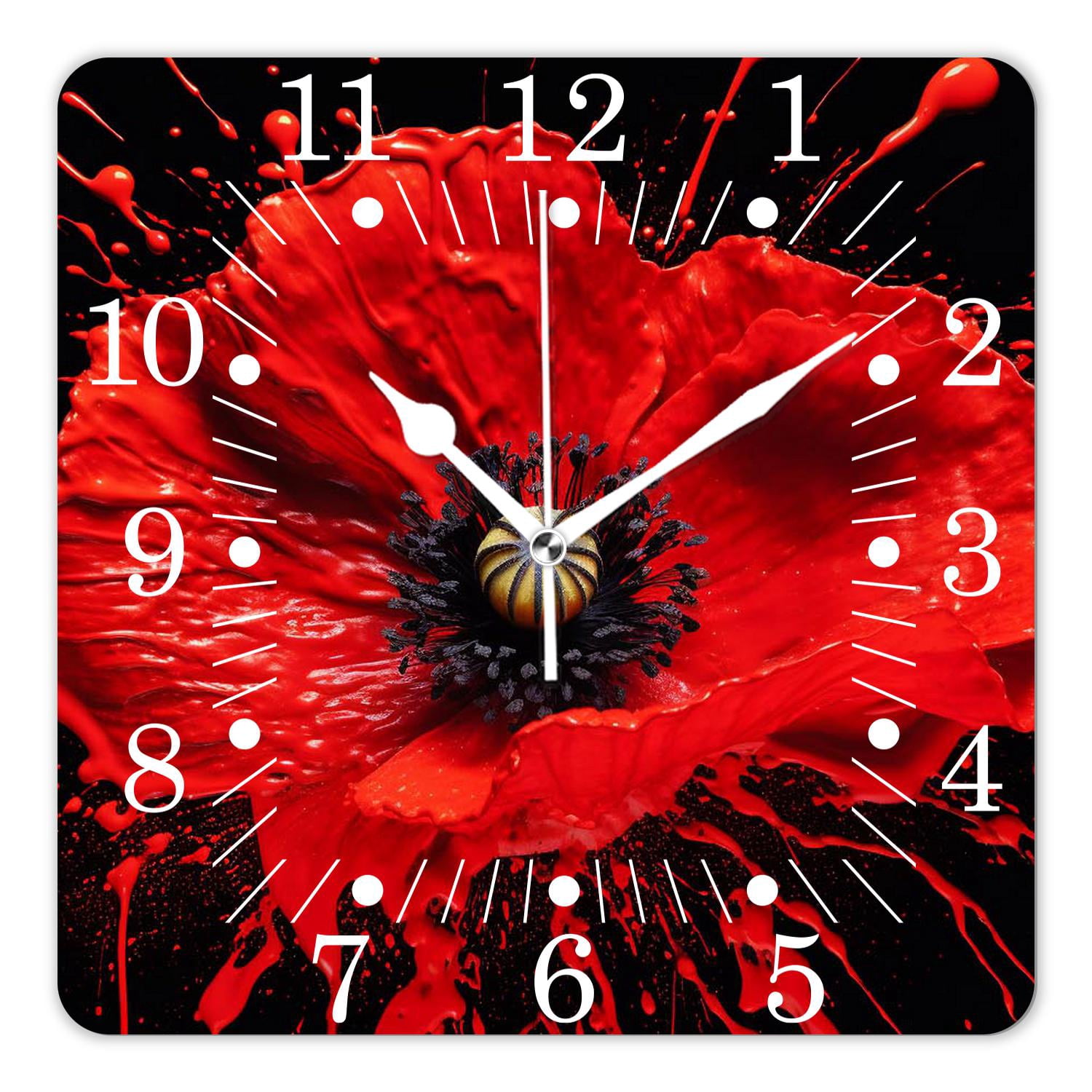 10 Inch Wall Clock Battery Operated Square Clock for Office, Kitchen ...
