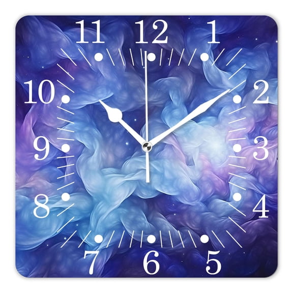 10 Inch Wall Clock Battery Operated Square Clock for Office, Kitchen, Outdoor, Living Room,Blue Night Starry Sky Stars Universe Exquisite