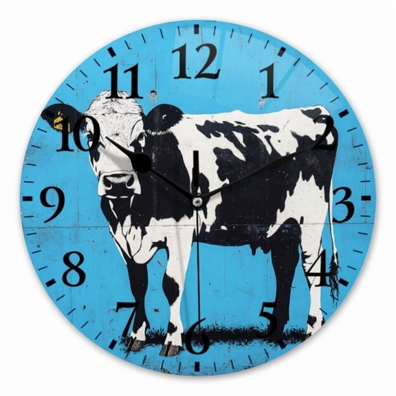 10 Inch Wall Clock Battery Operated Square Clock for Office, Kitchen, Outdoor, Living Room, Blue - Walled Cow Graffiti