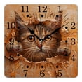 thumbnail image 1 of 10 Inch Wall Clock Battery Operated Square Clock for Office, Kitchen, Outdoor, Living Room,Cute Red Kitten Cat In Paper Creative, 1 of 4