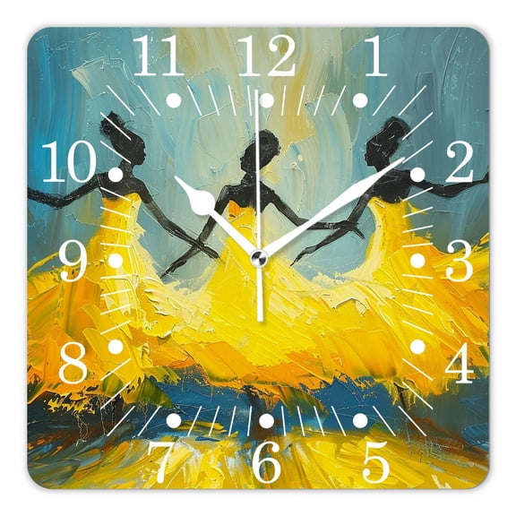 10 Inch Wall Clock Battery Operated Square Clock for Office, Kitchen, Outdoor, Living Room,Dancer Oil Simple