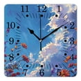 thumbnail image 1 of 10 Inch Wall Clock Battery Operated Square Clock for Office, Kitchen, Outdoor, Living Room,Floral Oil Spring Flowers Landscape Attractive, 1 of 4