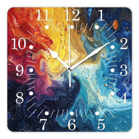 10 Inch Wall Clock Battery Operated Square Clock for Office, Kitchen, Outdoor, Living Room,Galaxy Nebula Starry Space Universe Lovely