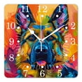 thumbnail image 1 of 10 Inch Wall Clock Battery Operated Square Clock for Office, Kitchen, Outdoor, Living Room,German Shepherd Small Dog Charming, 1 of 4