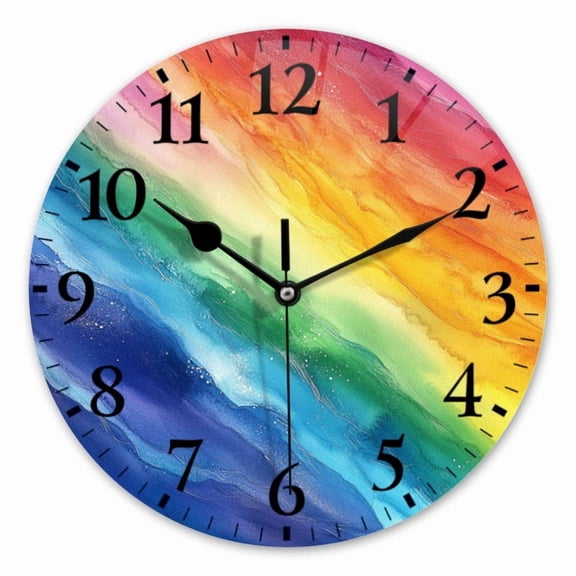 10 Inch Wall Clock Battery Operated Square Clock for Office, Kitchen, Outdoor, Living Room, Gorgeous Rainbow - Toned Abstraction