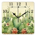 thumbnail image 1 of 10 Inch Wall Clock Battery Operated Square Clock for Office, Kitchen, Outdoor, Living Room,Green Mexican Texas Cactus Plants Style, 1 of 4