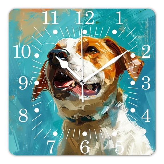 10 Inch Wall Clock Battery Operated Square Clock for Office, Kitchen, Outdoor, Living Room,Grey Dog Graceful