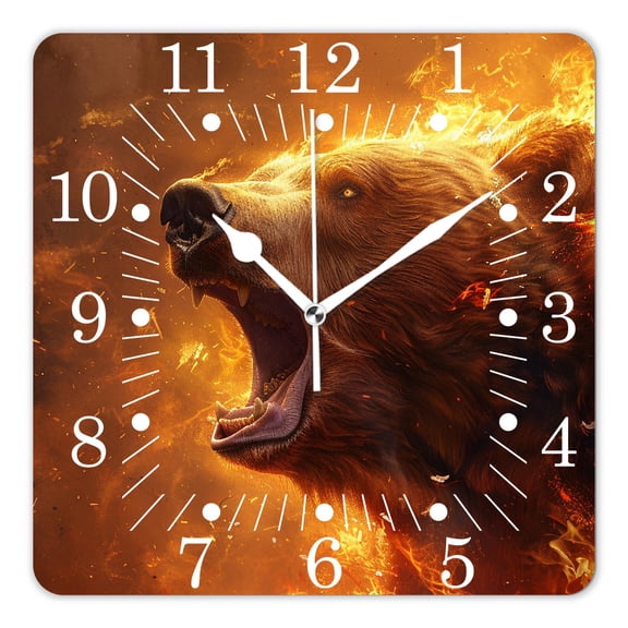 10 Inch Wall Clock Battery Operated Square Clock for Office, Kitchen, Outdoor, Living Room,Grumpy Bear Adorable