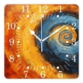 thumbnail image 1 of 10 Inch Wall Clock Battery Operated Square Clock for Office, Kitchen, Outdoor, Living Room,Hippie Style Spiral Colorful Turning Contrast Design Print, 1 of 4
