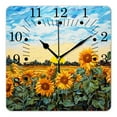 thumbnail image 1 of 10 Inch Wall Clock Battery Operated Square Clock for Office, Kitchen, Outdoor, Living Room,Oil Painting Sunflowers Pattern, 1 of 4
