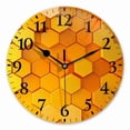 thumbnail image 1 of 10 Inch Wall Clock Battery Operated Square Clock for Office, Kitchen, Outdoor, Living Room, Orange-Yellow Gradient Hexagon Honeycomb, 1 of 7