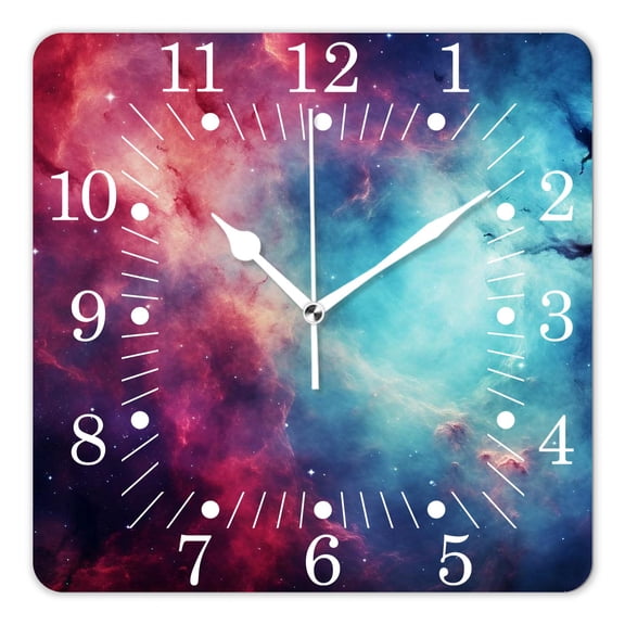 10 Inch Wall Clock Battery Operated Square Clock for Office, Kitchen, Outdoor, Living Room,Outer Space Stars and Dusty Gas Cloud Beautiful
