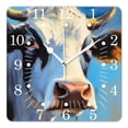 thumbnail image 1 of 10 Inch Wall Clock Battery Operated Square Clock for Office, Kitchen, Outdoor, Living Room,Painting Cow Adorable, 1 of 4