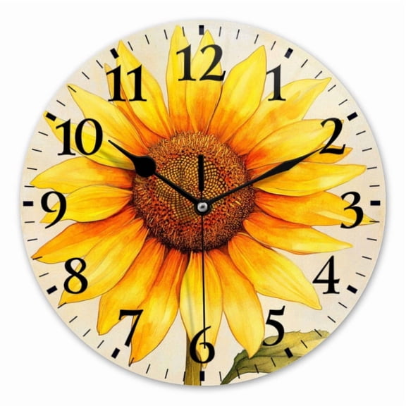 10 Inch Wall Clock Battery Operated Square Clock for Office, Kitchen, Outdoor, Living Room, Radiant Sunflower Brightens The View