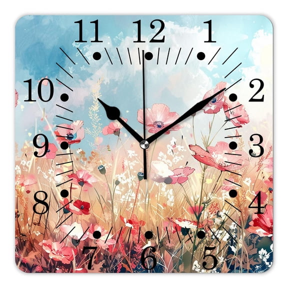10 Inch Wall Clock Battery Operated Square Clock for Office, Kitchen, Outdoor, Living Room,Watercolor Chicken Animal Annual Charming