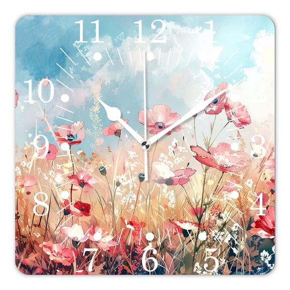 10 Inch Wall Clock Battery Operated Square Clock for Office, Kitchen, Outdoor, Living Room,Watercolor Chicken Animal Annual Charming