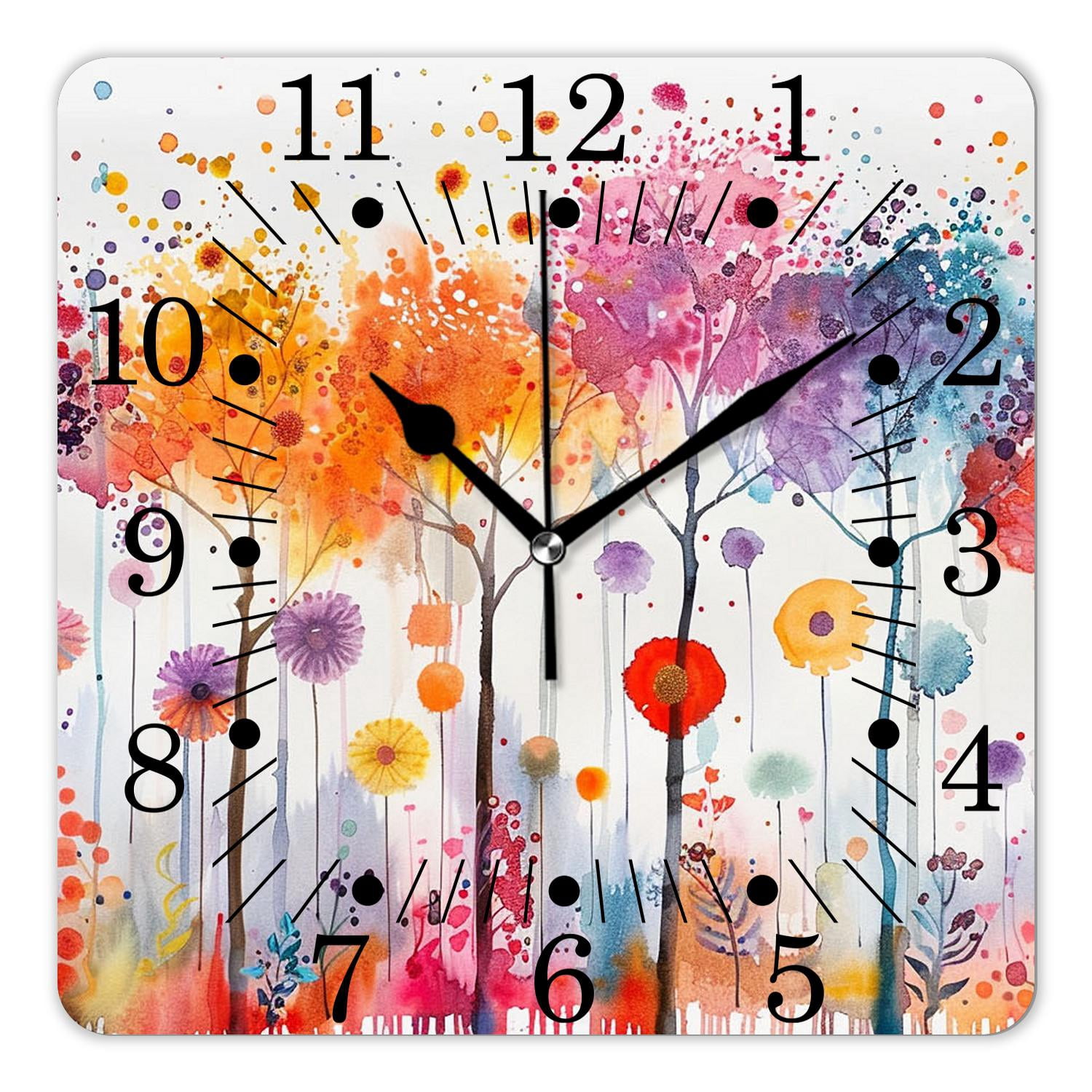 10 Inch Wall Clock Battery Operated Square Clock for Office, Kitchen ...