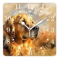thumbnail image 1 of 10 Inch Wall Clock Battery Operated Square Clock for Office, Kitchen, Outdoor, Living Room,Watercolor Golden Retriever Dog with Butterfly Animals Delicate, 1 of 4
