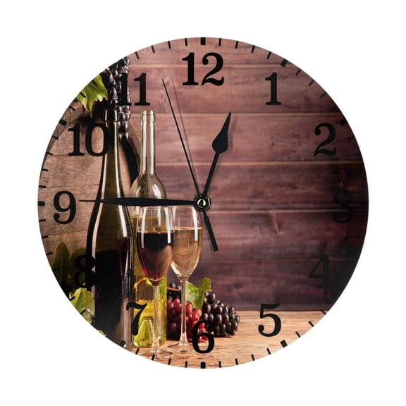 10 Inch Wall Clock Silent Non Ticking Battery Operated Creative Quiet Round Clock For Kitchen Bathroom Home Bedroom Office Living Room Wine