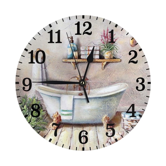 10 Inch Wall Clock Silent Non Ticking Battery Operated Creative Quiet Round Clock For Kitchen Bathroom Home Bedroom Office Living Room Kitchen Element