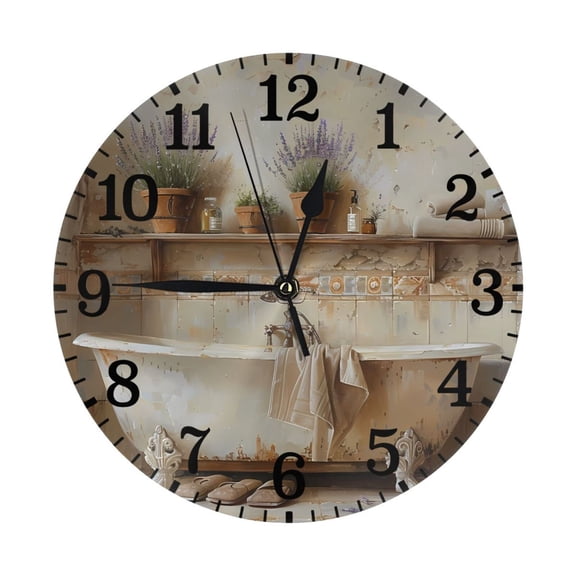 10 Inch Wall Clock Silent Non Ticking Battery Operated Creative Quiet Round Clock For Kitchen Bathroom Home Bedroom Office Living Room Kitchen Element