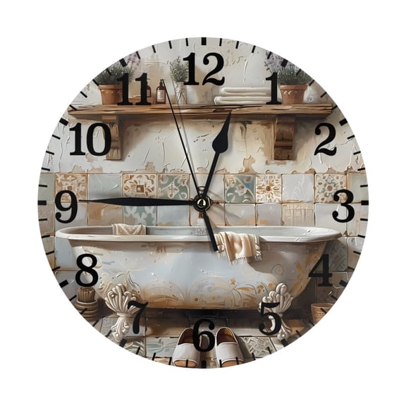 10 Inch Wall Clock Silent Non Ticking Battery Operated Creative Quiet Round Clock For Kitchen Bathroom Home Bedroom Office Living Room Kitchen Element