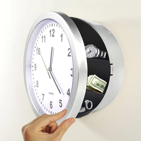 10 Inch Wall Clock with  Safe,  Operated Quartz Plastic  Decor Wall Clock Diversion Safe with  Storage for Kitchen Living Room  Organization,