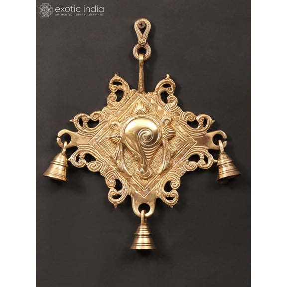 10 Inch Wall Hanging Conch Bell in Brass - Sacred Sound Symbol