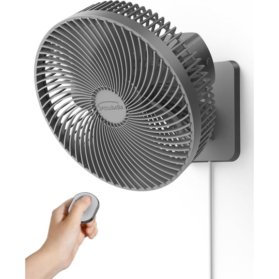 10 Inch Wall Mount Oscillating Fan with Remote and Timer, Small Bedroom RV Fan with 4 Speeds, Quiet Operation,90°Oscillation, Adjustable Tilt,5.92 ft Wire, Cooling Bathroom Wall Mounted Fans