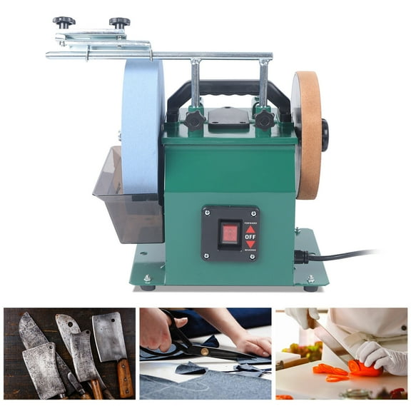 10-Inch Water-Cooled Grinder with Leather-Stropping Wheel | Adjustable Angle Guide, Onboard Carrying Handle, 220 Grit Sharpening Stone | 240W Electric Motor, Versatile Use