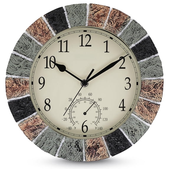 10 Inch Waterproof Silent Analog Wall Clock For Indoor Outdoor Patio Pool Garden