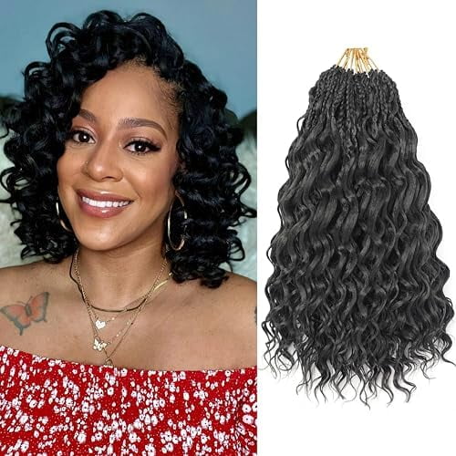 10 Inch  Wave Crochet Hair Twist Braids 10 Inch 9 Packs Curly Crochet Hair for Black Women Short Deep Wave Braiding Hair Pre Looped Synthetic Hair Extensions (1B)