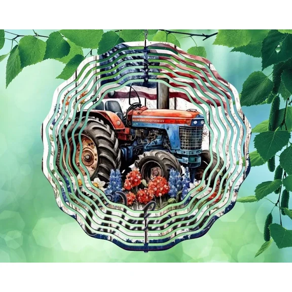 10 Inch Welcome Tractor American Flag USA Hanging Wind Spinner Garden 10rws-101