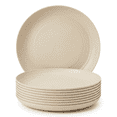 thumbnail image 1 of 10 Inch Wheat Straw Dinner Plates, Set of 8 Unbreakable Plates, Microwave & Dishwasher Safe, Lightweight Modern Tableware, Reusable Dinner Plates for Kitchen Daily Use(Beige), 1 of 8