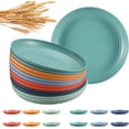 thumbnail image 1 of 10 Inch Wheat Straw Plates, 12 Pcs Unbreakable Dinner Set, BPA Free, Microwave & Dishwasher Safe, Eco-Friendly, 6 Colors, Lightweight, 1 of 7