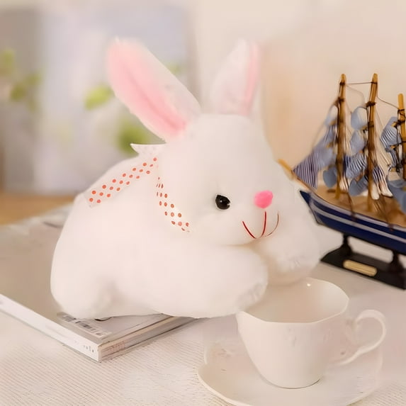 10 Inch White Bunny Stuffed Animal Plush Pillow - Soft Rabbit Doll for Kids Room Decor, Nursery, Gifts | Cute Cuddle Toy for Boys & Girls - Machine Washable White