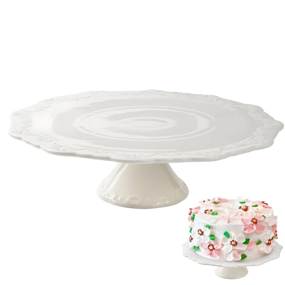 10 Inch White Ceramic Cake Stand (holds 10 Cake) Decorative Cupcake Dessert Display Plates For Snacks And Cookies Shower Birthday Wedding Party Decor