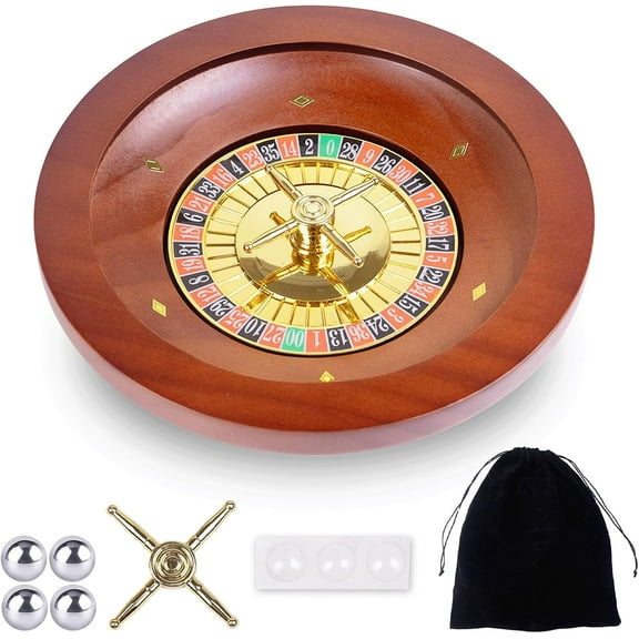 10 Inch Wooden Roulette Wheel,Professional Solid Wood Casino Roulette Wheels for Adults,with 4 Roulette Balls,Perfect for Home Game Night and Entertainment Party