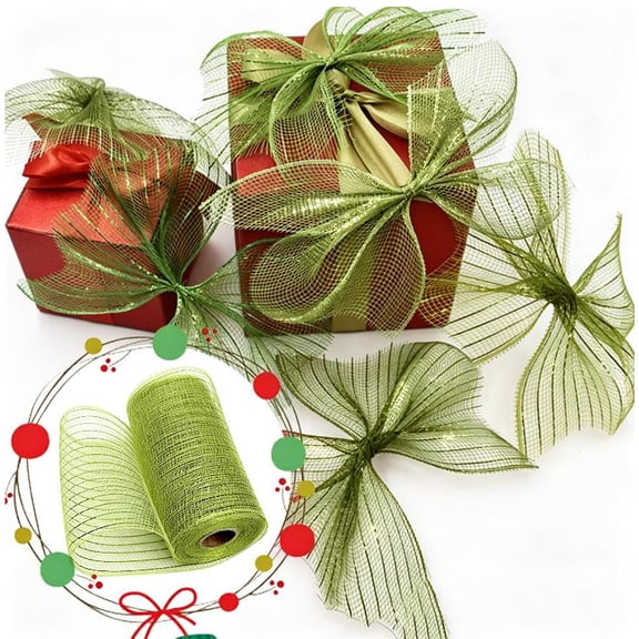 10 Inch X 30 Feet Metallic Poly Deco Mesh Roll For Wreaths, Bows & Crafts - Flexible, Reusable Decorative Mesh Ribbon For Holiday Decor, Swags, And Diy Arts & Crafts Projects