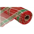 thumbnail image 1 of 10 Inch x 10 Yards 30 feet Deco Poly Mesh Ribbon - Red, White and Green Plaid : RE1313A7, 1 of 3