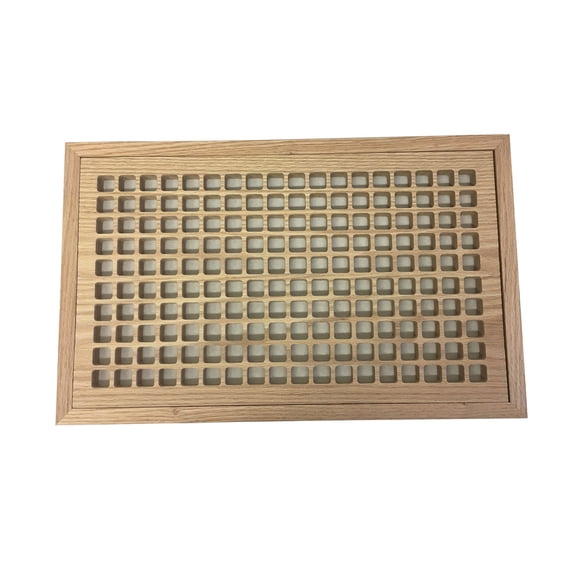 10 Inch x 18 Inch Red Oak Hardwood Vent Floor Register Flush Mount, Eggcrate Style, Unfinished