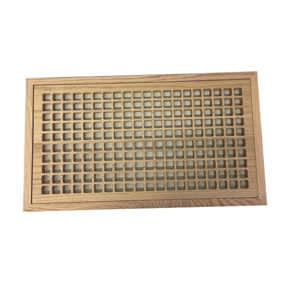 10 Inch x 20 Inch Red Oak Hardwood Vent Floor Register Flush Mount, Eggcrate Style, Unfinished